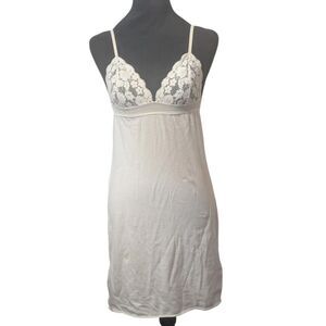 STELLA MCCARTNEY White Lace Trim Chemise Medium S70-266 Silk Blend Slip Dress